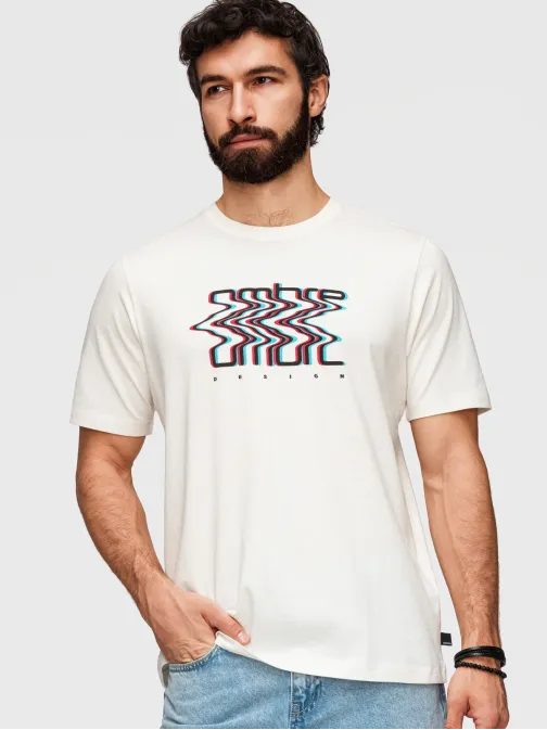 Trendy biele tričko s nápisom v 3D efekte V2 TSPT-0286