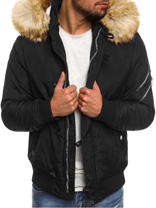 Čierna zimná bunda s kapucňou X-FEEL 88658