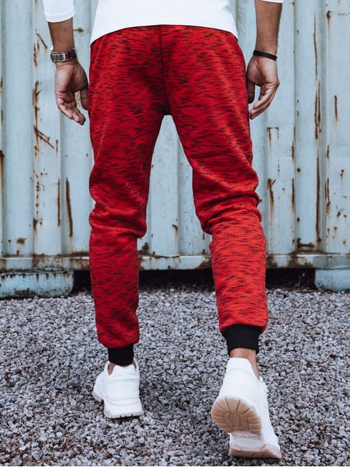 Trendové červené pánske teplákové nohavice