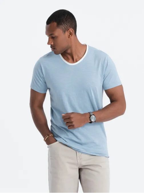 Trendy modré tričko bez potlače V4 TSCT-22SS-004