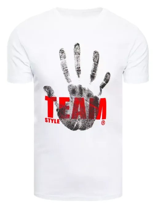 Originálne biele tričko s potlačou Team