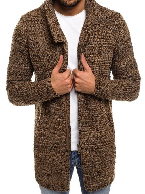 Hnedý sveter na zips 2148 MADMEXT - Budchlap.sk