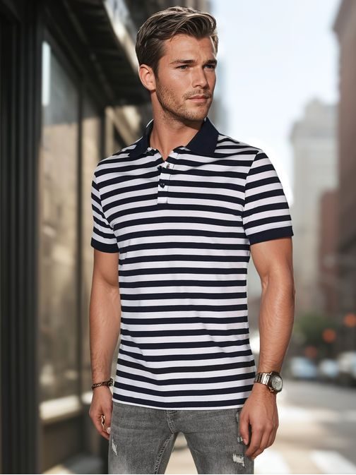 Trendy granátová pánska polokošeľa s pásikovým vzorom