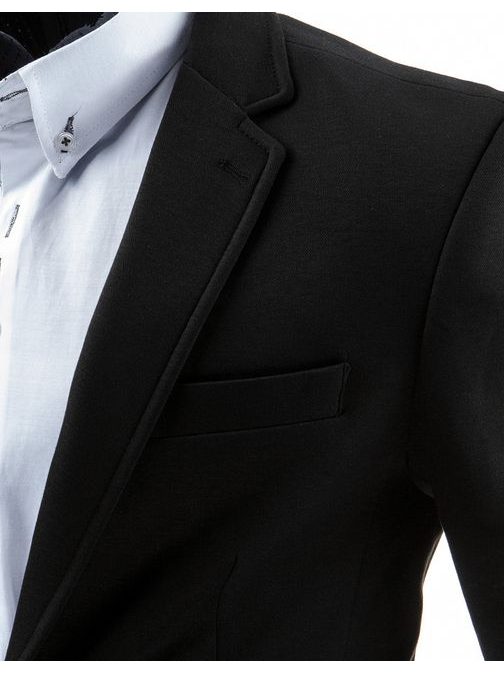 Jednoduché pánske sako v čiernej farbe slim fit strihu