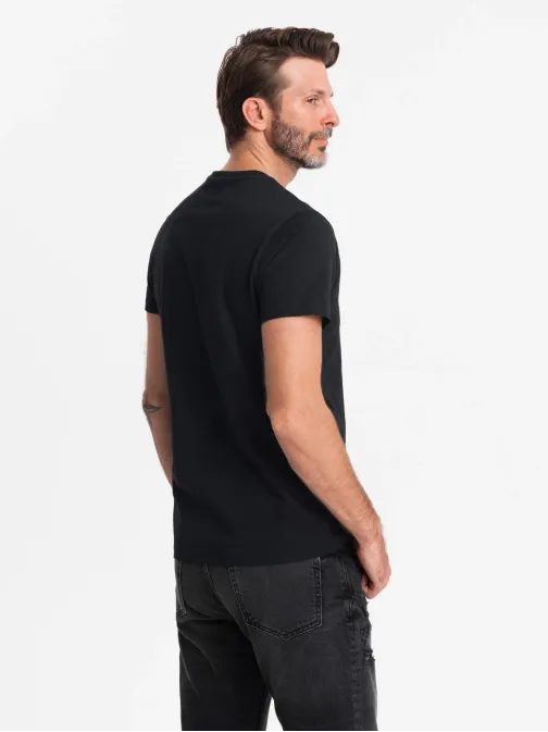 Trendy čierne bavlnené tričko s nápisom V2 TSPT-0211