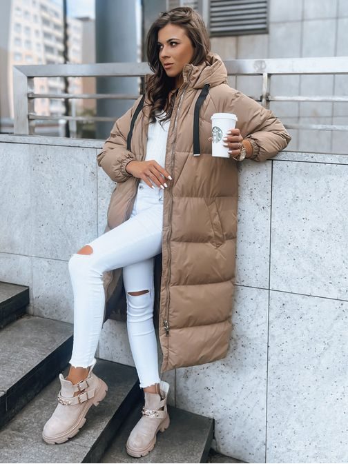 Jedinečná dámska tmavobéžová zimná bunda Cozyseason