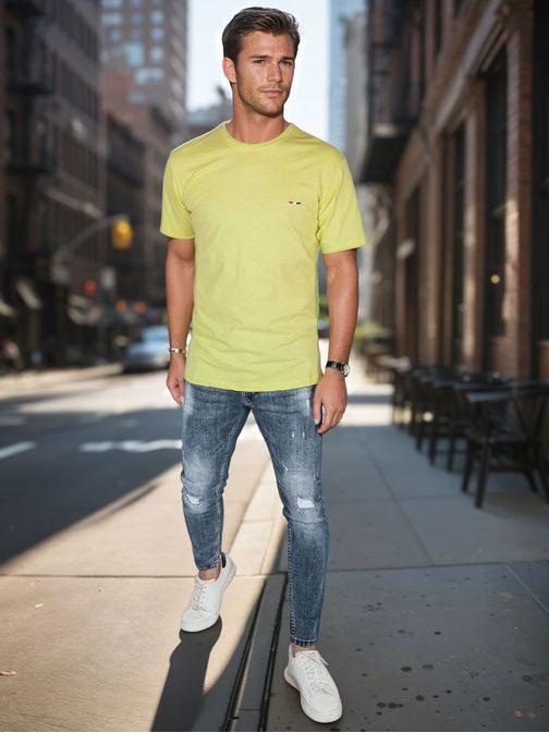 Trendy žlté tričko s krátkym rukávom a s logom