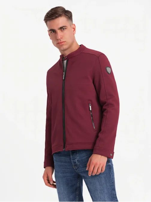 Trendy prechodná vínová motorkárska bunda V2 OM-JANP-0138