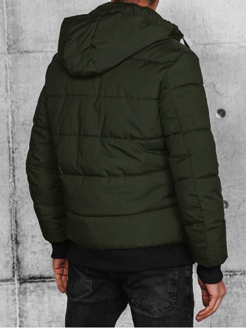 Trendy zelená pánska prešívaná bunda