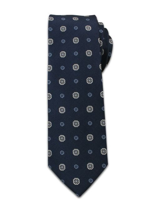 Tmavo-modrá vzorovaná pánska kravata