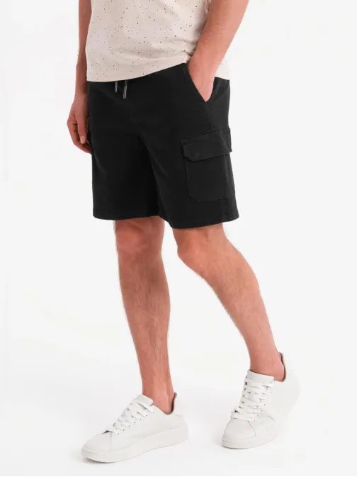 Jedinečné čierne kapsáčové kraťasy V4 SRCG-0190