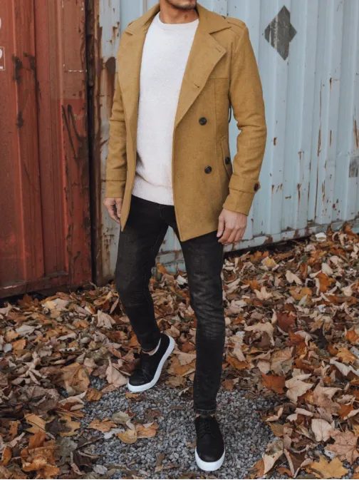 Elegantný kamelový pánsky kabát