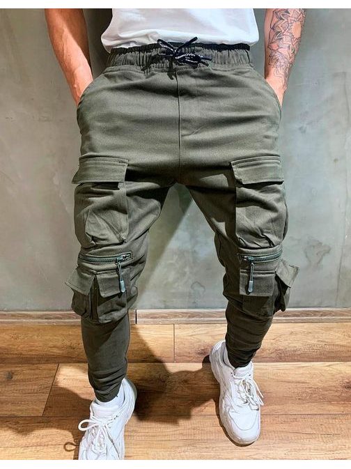 Originálne joggery v khaki farbe