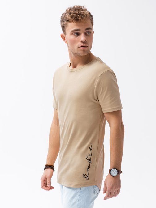 Trendové béžové tričko S1387