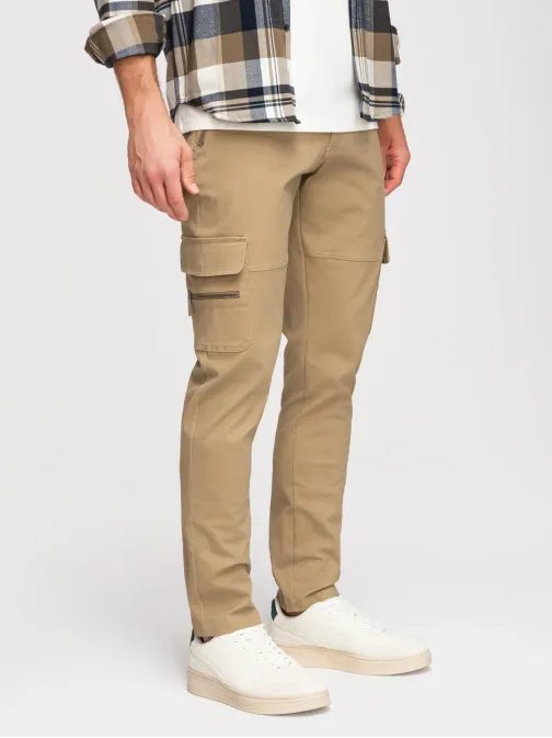 Pánske hnedé cargo nohavice V3 P1517