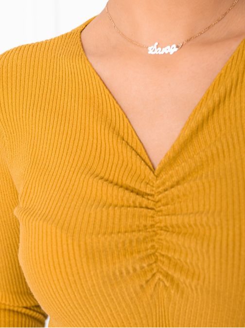 Dámsky módny sveter v horčicovej farbe ELR008