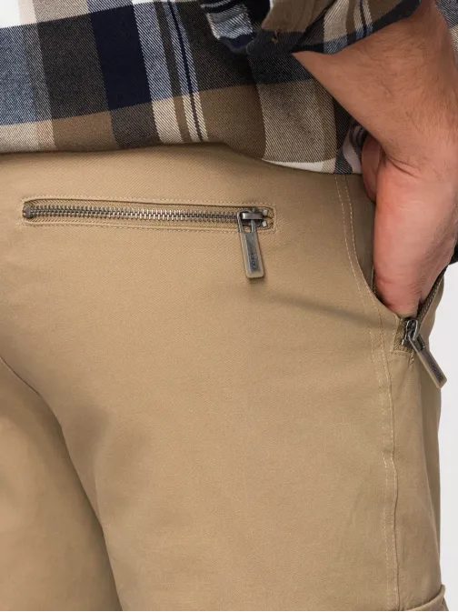 Pánske hnedé cargo nohavice V3 P1517