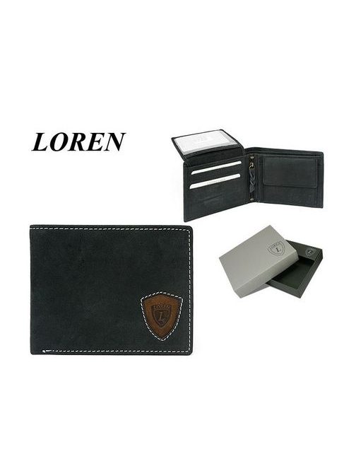 Trendy čierna peňaženka s hnedým detailom LOREN