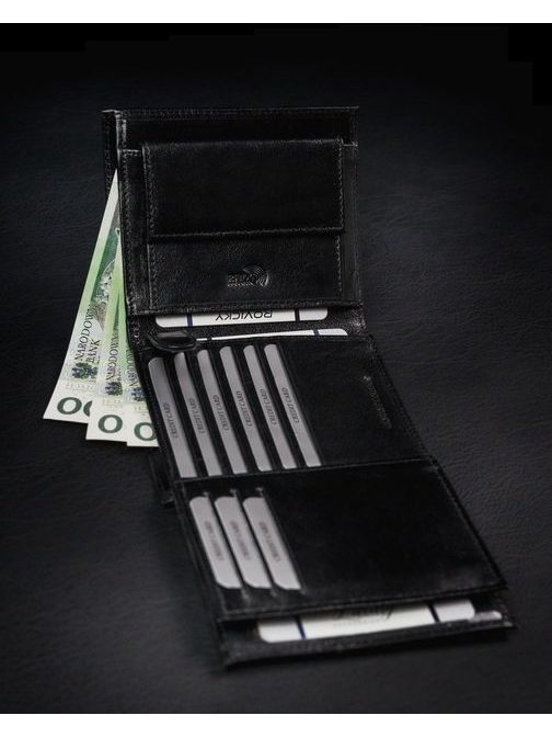 Čierna kožená elegantná peňaženka Rovicky