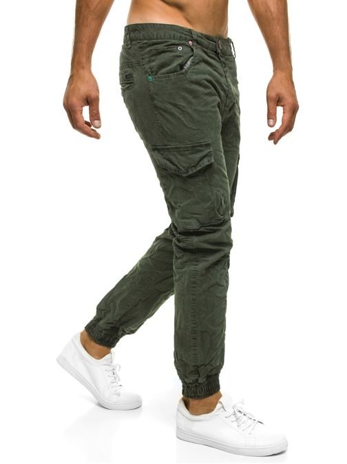 Army zelené joggery s pokrčeným efektom XZX-STAR 81601