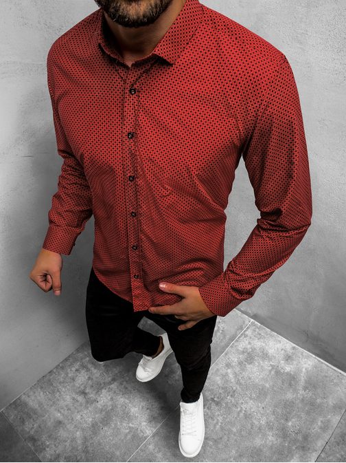 Červená košeľa s jemným vzorom O/3010/24
