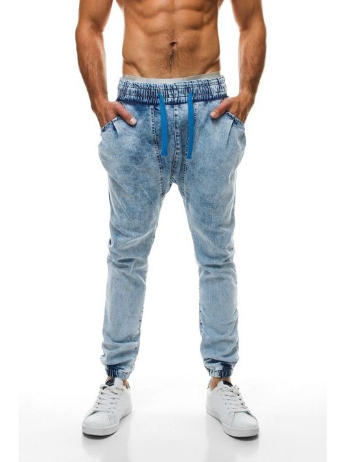 Pohodlné svetlo modré džínsové nohavice 801