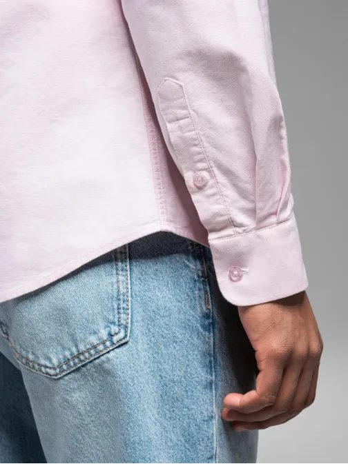 Trendy pánska broskyňová košeľa s dlhým rukávom  V1 SHOS-0183