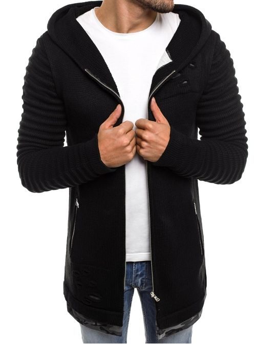Čierny sveter s kapucňou B9029S