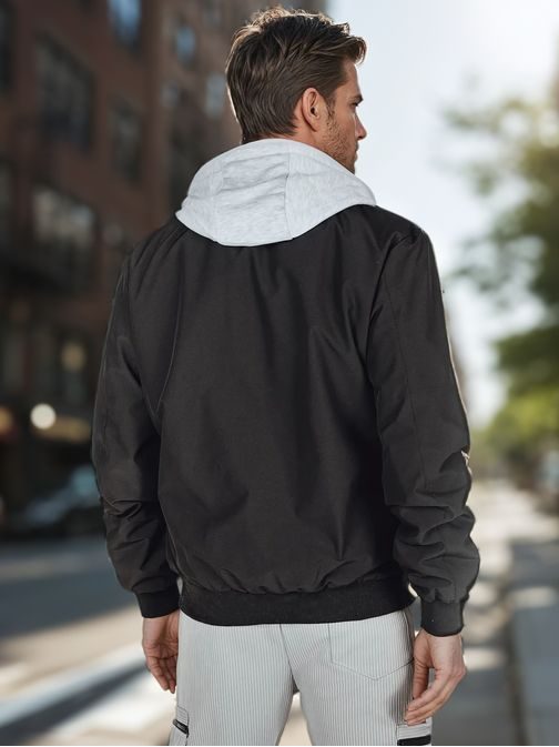 Jedinečná čierna bomber bunda s kapucňou