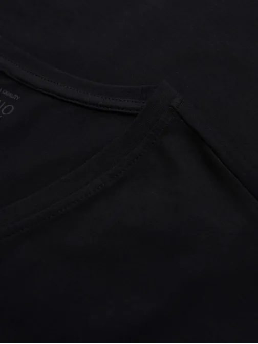 Trendy čierne tričko s dlhým rukávom s V-výstrihom, s logom V1 LSBC-0123