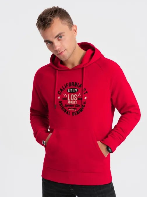 Jedinečná červená mikina s nápisom V2 SSPS-0151