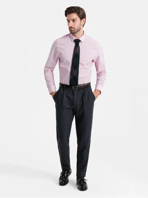 Bavlnená ružová košeľa v jednoduchom prevedení V2 SHOS-0154