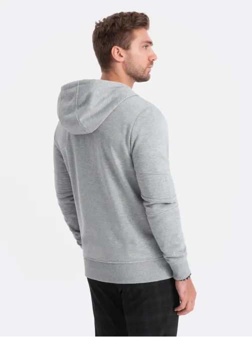 Moderná šedá pánska mikina na zips V2 SSZP-22SS-010