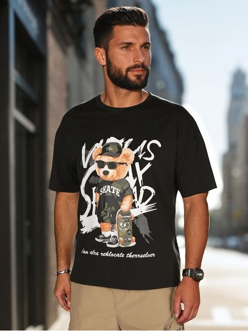 Čierne pánske tričko s originálnou potlačou