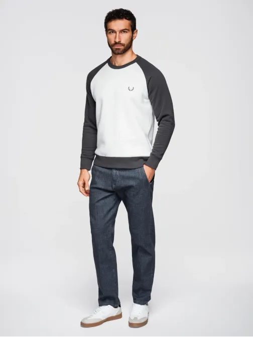 Moderná bielo-grafitová mikina bez kapucne V2 SSNZ-0239