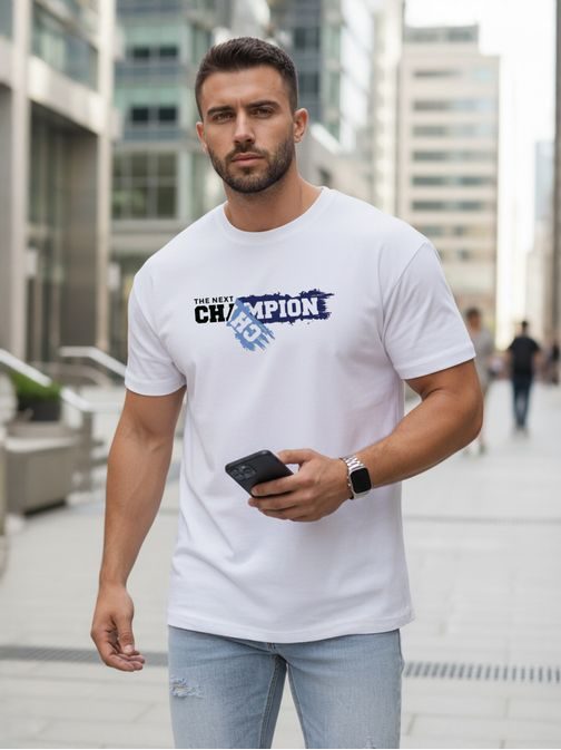 Biele pánske tričko s nápisom CHAMPION
