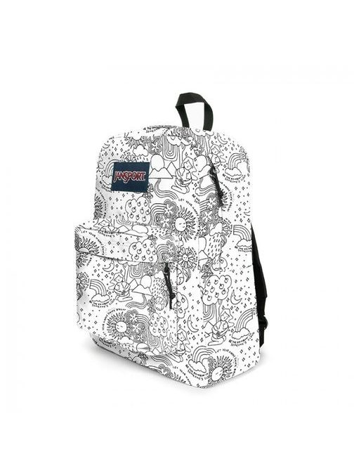 Biely kreslený ruksak Jansport SuperBreak One