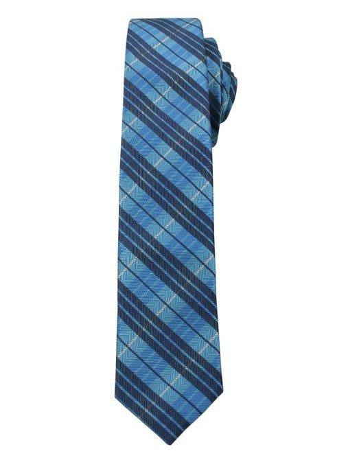 Károvaná modrá pánska kravata