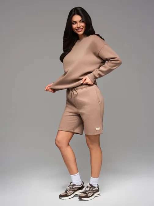 Unisex hnedá športová súprava (mikina+ kraťasy) V16 Z108