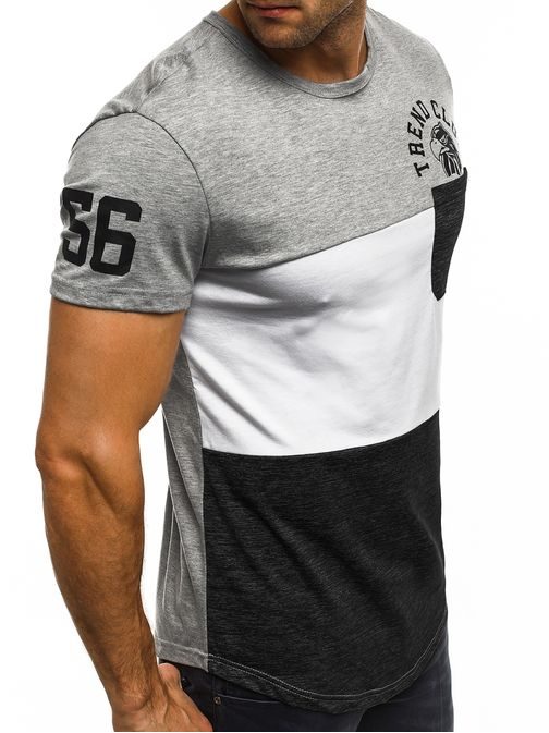 Kombinované sivé tričko pre pánov J.STYLE SS155