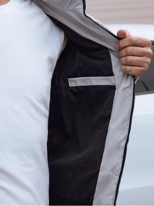 Moderná šedá zimná bunda s kapucňou