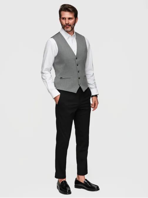 Klasická šedá elegantná vesta V1 V65