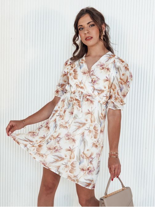 Krásne biele šaty ladené do oranžova Lilianna