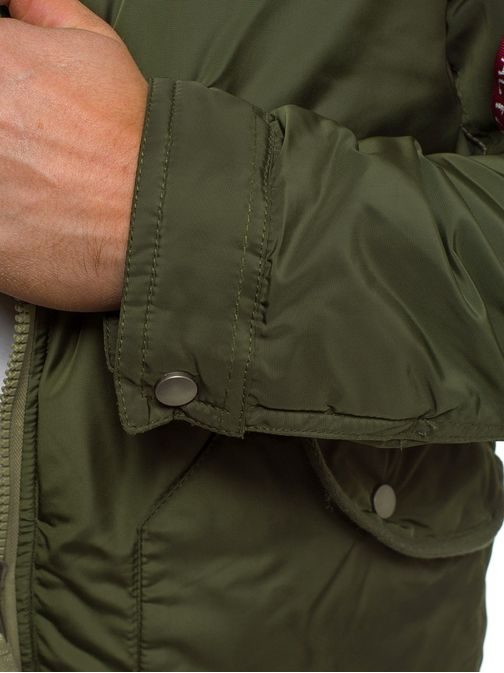 Khaki bomber bunda s kožušinou X1027K