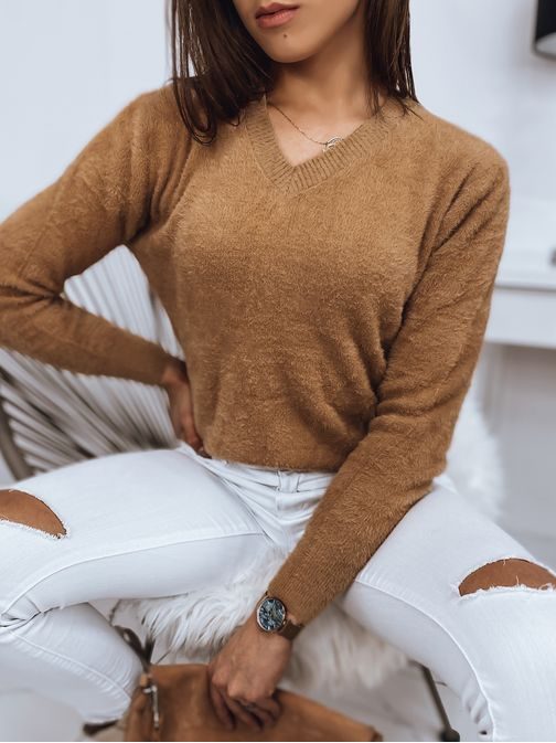 Feliccia Basic dámsky sveter v kamelovej farbe