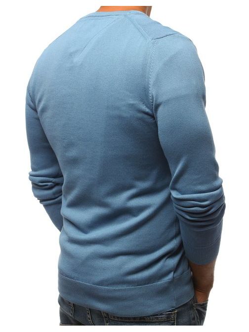 Jednoduchý pánsky blankytne modrý sveter