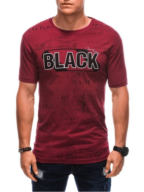 Jedinečné bordové tričko s nápisom BLACK S1903