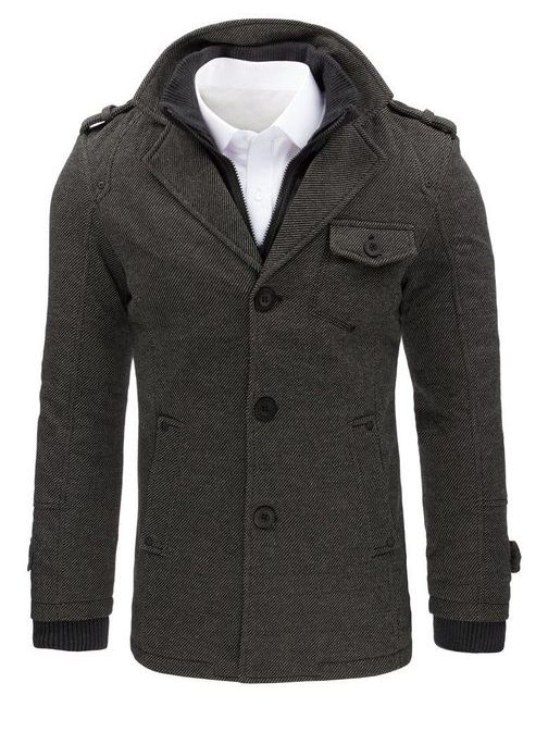Zaujímavý kabát v šedej farbe