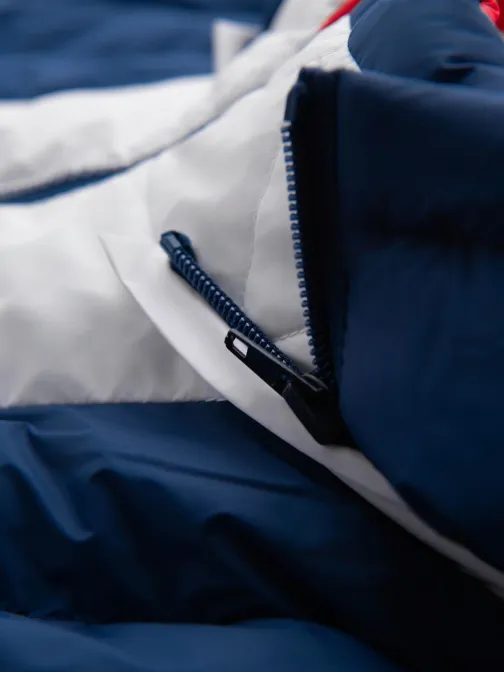 Modro-biela prešívaná retro bunda V1 JALP-0296