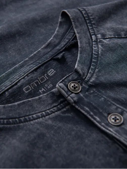 Tmavomodré tričko s vypraným vzorom na gombíky V2 TSWT-0150